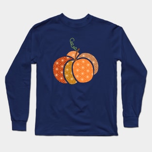 Pumpkin Japanese pattern plaid Autumn Halloween Thanksgiving Long Sleeve T-Shirt